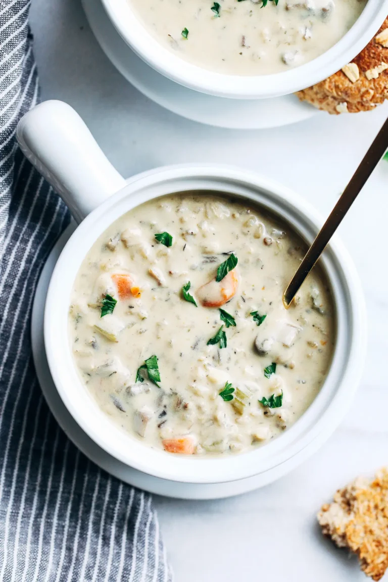 Ultimate Classic Vegan Creamy Wild Rice & Mushroom Soup